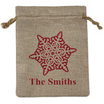 Snowflakes Medium Burlap Gift Bag - Front (Personalized)