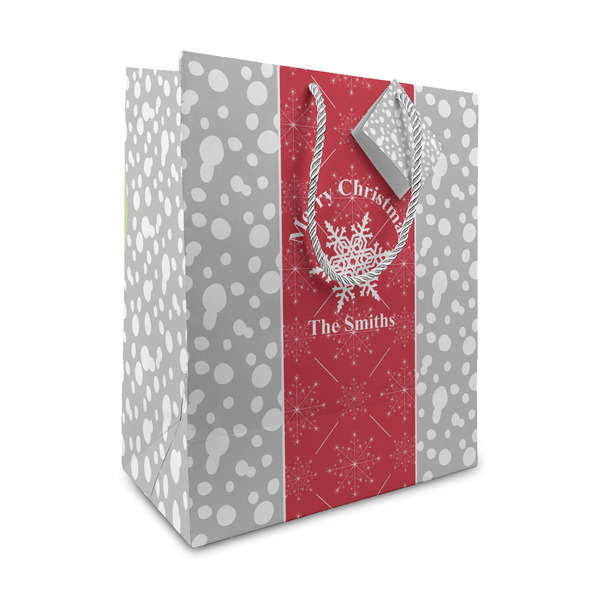 Custom Snowflakes Medium Gift Bag (Personalized)