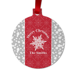 Snowflakes Metal Ball Ornament - Double Sided w/ Name or Text