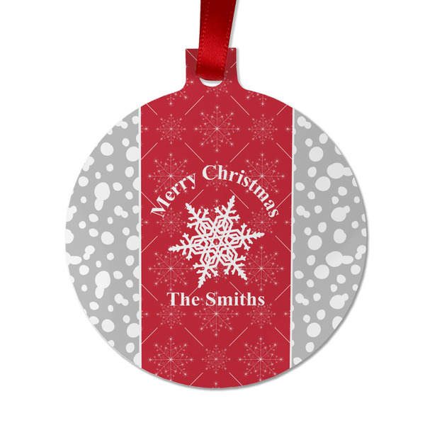 Custom Snowflakes Metal Ball Ornament - Double Sided w/ Name or Text