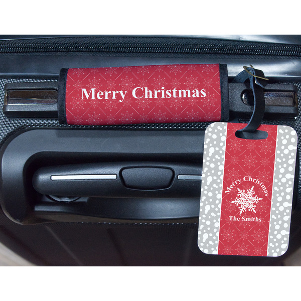 Snowflakes Metal Luggage Tag & Handle Wrap - In Context