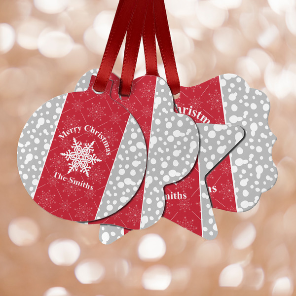 Custom Snowflakes Metal Ornaments - Double Sided w/ Name or Text