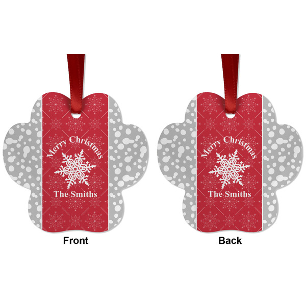 Snowflakes Metal Paw Ornament - Front and Back