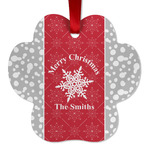Snowflakes Metal Paw Ornament - Double Sided w/ Name or Text