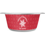 Snowflakes Stainless Steel Dog Bowl - Large (Personalized)