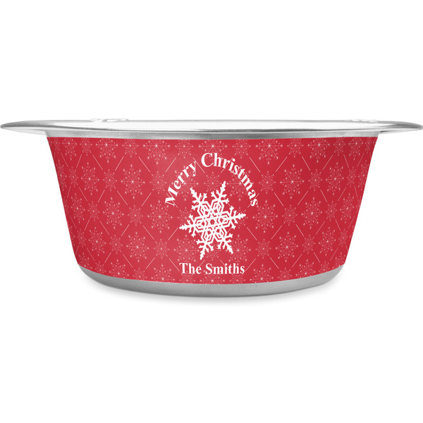 Custom Snowflakes Stainless Steel Dog Bowl - Medium (Personalized)