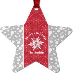 Snowflakes Metal Star Ornament - Double Sided w/ Name or Text