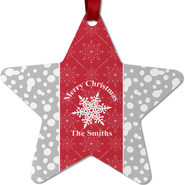 Custom Snowflakes Metal Star Ornament - Double Sided w/ Name or Text
