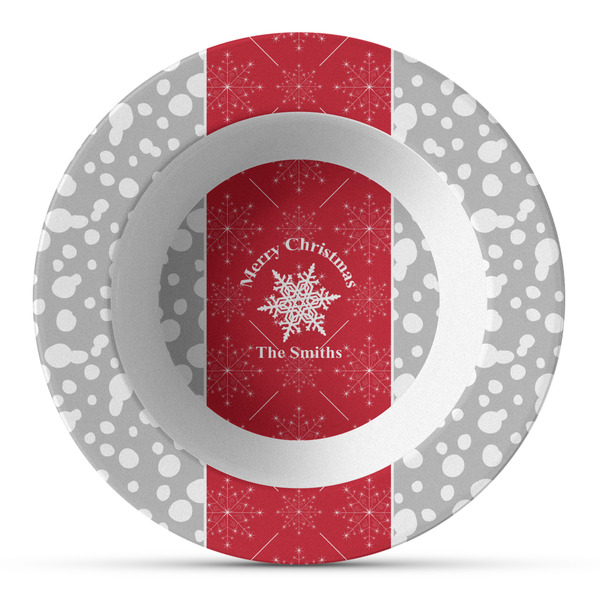 Custom Snowflakes Plastic Bowl - Microwave Safe - Composite Polymer (Personalized)