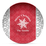 Snowflakes Microwave Safe Plastic Plate - Composite Polymer (Personalized)