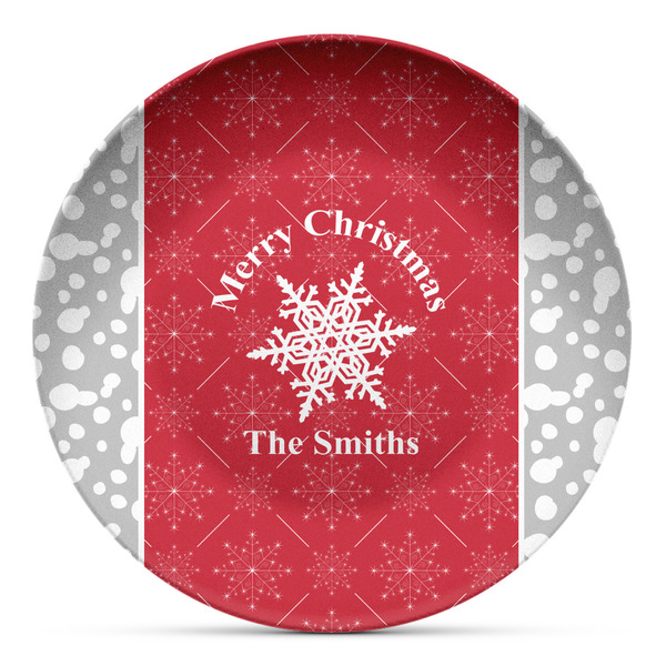Custom Snowflakes Microwave Safe Plastic Plate - Composite Polymer (Personalized)