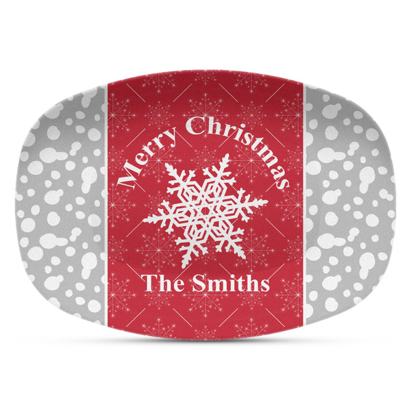 Custom Snowflakes Plastic Platter - Microwave & Oven Safe Composite Polymer (Personalized)