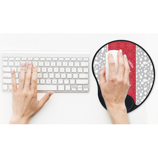 Snowflakes Mouse Pad with Wrist Rest - LIFESYTLE 2 (in use)