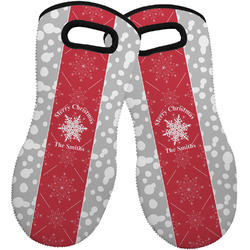 Snowflakes Neoprene Oven Mitts - Set of 2 w/ Name or Text