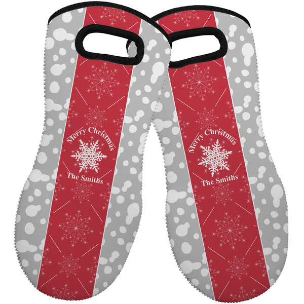 Snowflakes Neoprene Oven Mitt -Set of 2 - Front