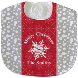 Snowflakes Velour Baby Bib w/ Name or Text