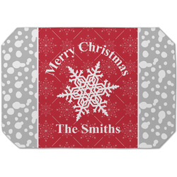 Snowflakes Dining Table Mat - Octagon (Single-Sided) w/ Name or Text