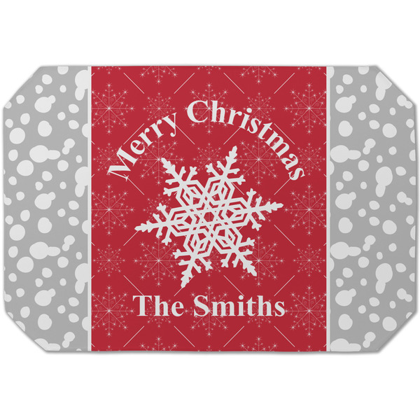 Custom Snowflakes Dining Table Mat - Octagon (Single-Sided) w/ Name or Text