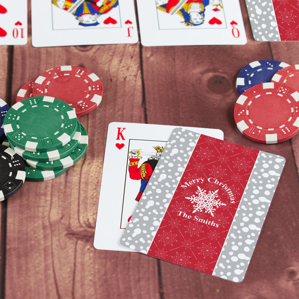 Snowflakes On Table with Poker Chips