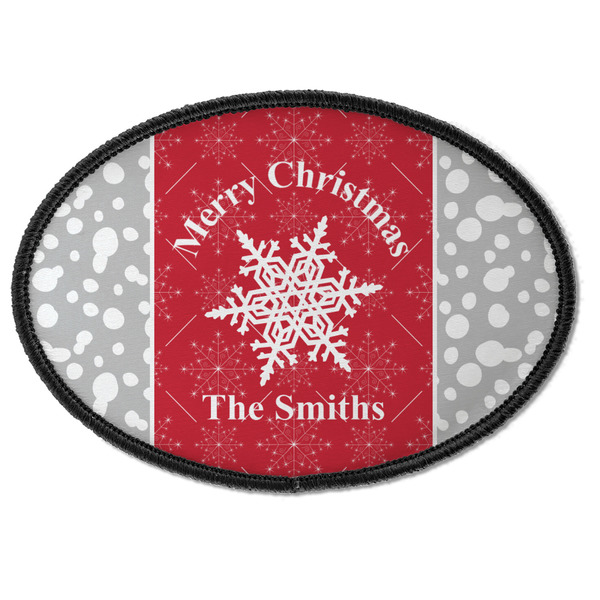 Custom Snowflakes Iron On Oval Patch w/ Name or Text