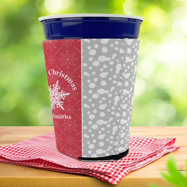 Snowflakes Party Cup Sleeves - with bottom - Lifestyle