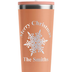 Snowflakes RTIC Everyday Tumbler with Straw - 28oz - Peach - Single-Sided (Personalized)