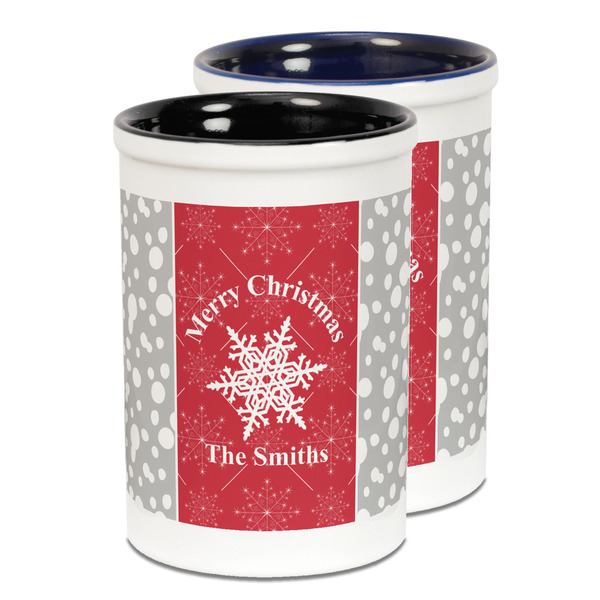 Custom Snowflakes Ceramic Pencil Holder - Large