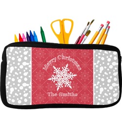 Snowflakes Neoprene Pencil Case - Small w/ Name or Text