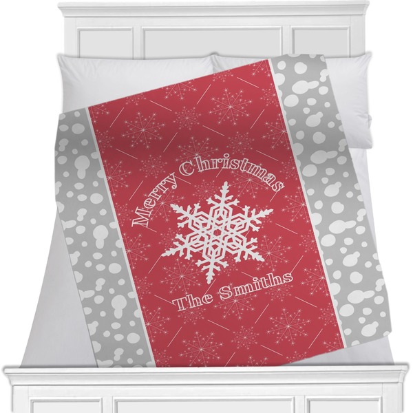 Custom Snowflakes Minky Blanket - Toddler / Throw - 60"x50" - Single Sided (Personalized)