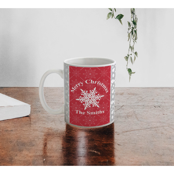 Snowflakes Personalized Coffee Mug - Lifestyle