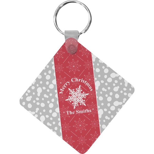 Custom Snowflakes Diamond Plastic Keychain w/ Name or Text