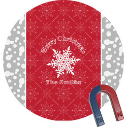 Snowflakes Round Fridge Magnet (Personalized)