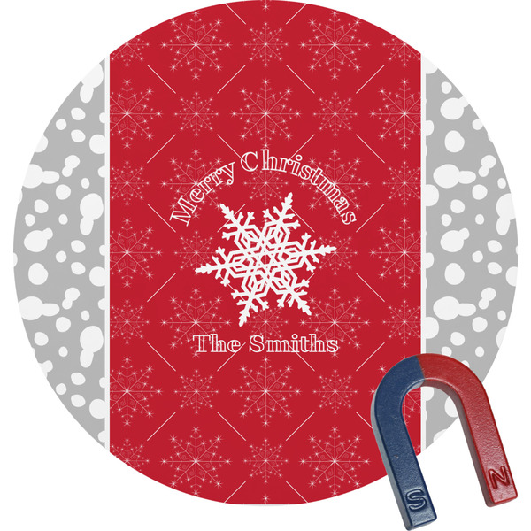 Custom Snowflakes Round Fridge Magnet (Personalized)