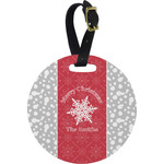 Snowflakes Plastic Luggage Tag - Round (Personalized)