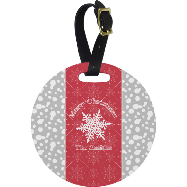 Custom Snowflakes Plastic Luggage Tag - Round (Personalized)