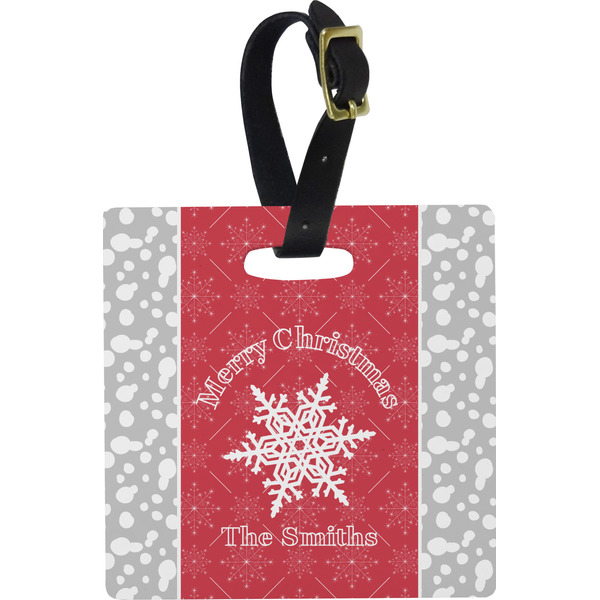 Snowflakes Personalized Square Luggage Tag