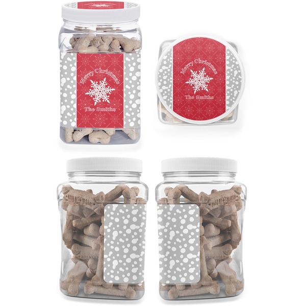 Snowflakes Pet Treat Jar - Multiple Angles