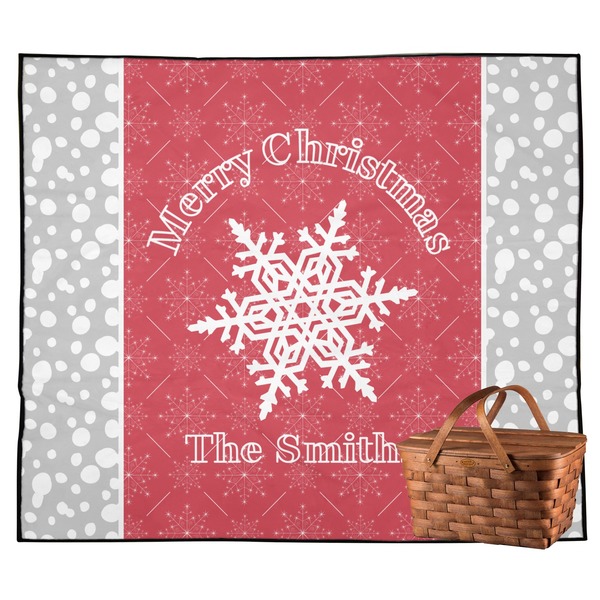 Custom Snowflakes Outdoor Picnic Blanket (Personalized)