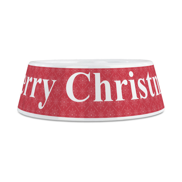 Snowflakes Plastic Dog Bowls - Medium - FRONT