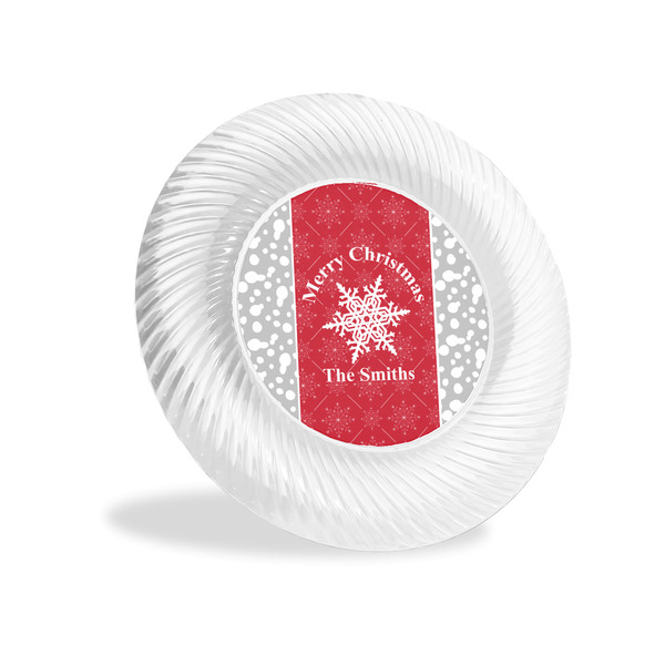 Custom Snowflakes Plastic Party Appetizer & Dessert Plates - 6" (Personalized)