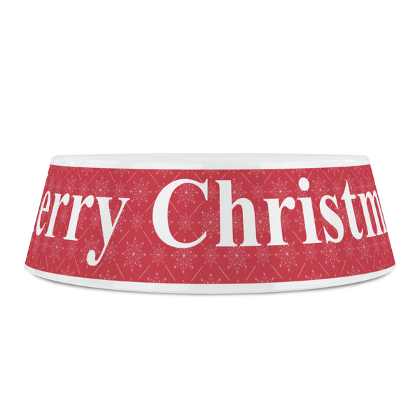 Snowflakes Plastic Pet Bowls - Small - FRONT