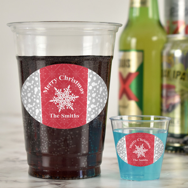 Snowflakes Plastic Shot Glasses - In Context