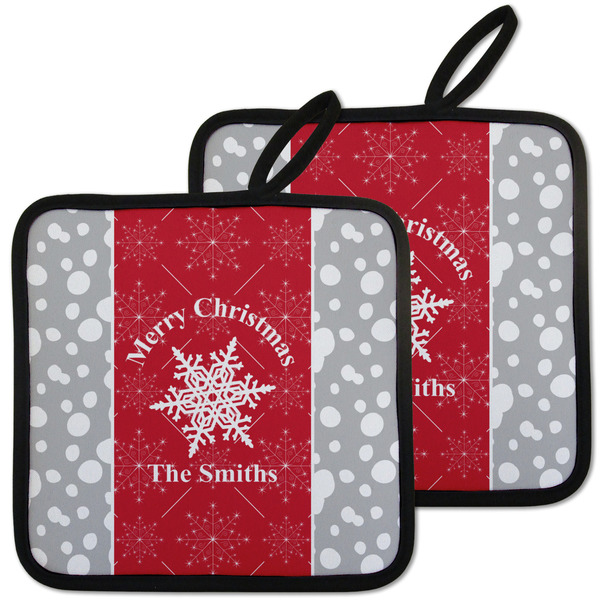 Custom Snowflakes Pot Holders - Set of 2 w/ Name or Text