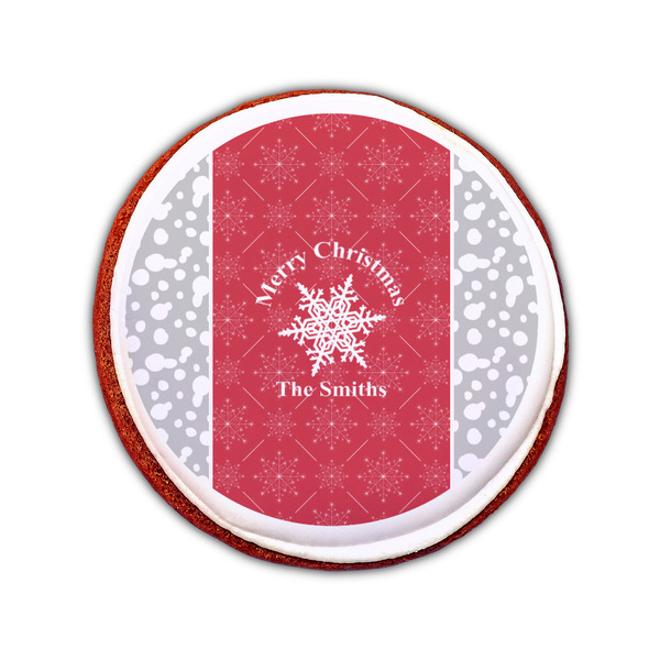 Snowflakes Printed Icing Circle - Small - On Cookie