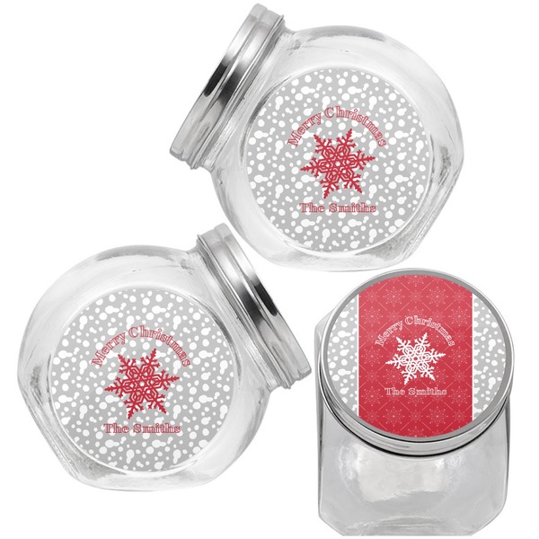 Snowflakes Puppy Treat Jar - Top Left Right