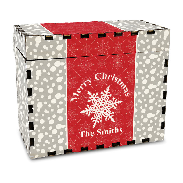 Custom Snowflakes Wood Recipe Box - Full Color Print (Personalized)