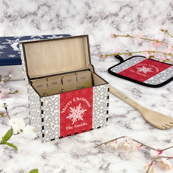Snowflakes Recipe Box - Full Color - In Context