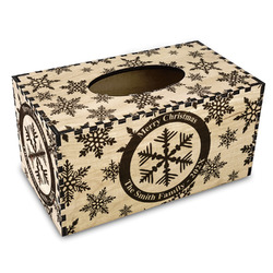 Snowflakes Wood Tissue Box Cover - Rectangle (Personalized)