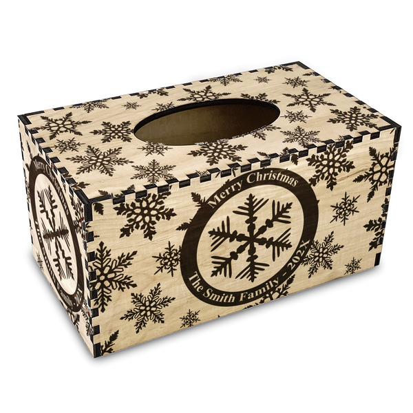 Custom Snowflakes Wood Tissue Box Cover - Rectangle (Personalized)