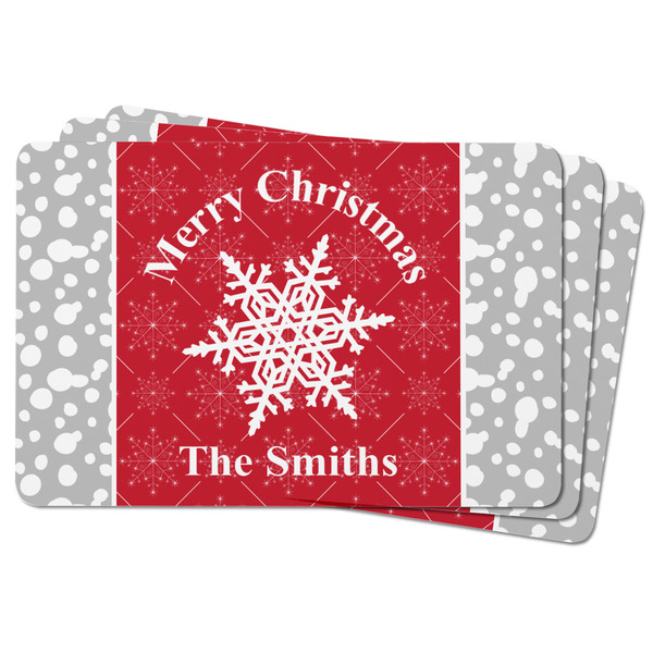 Snowflakes Rectangular Fridge Magnet - THREE